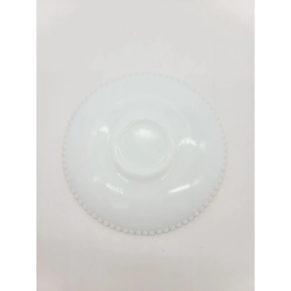 Vintage Westmoreland Milk Glass Beaded Edge Tea Cup Saucer 5.5